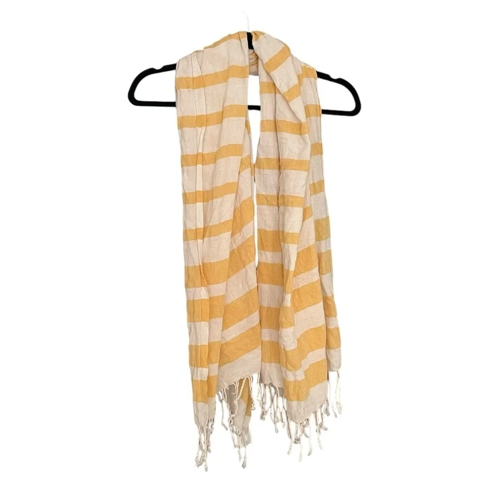 FAIR SEAS SUPPLY CO. Cotton Turkish Towel Scarf Yellow White Stripes